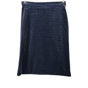Act III Crushed Velvet Blue Vintage Pull On Midi Skirt